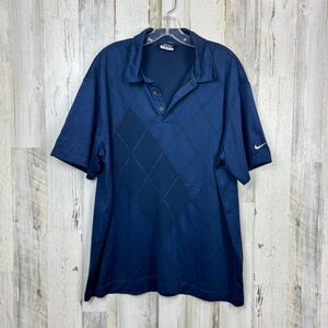 Nike Mens Polo Shirt Size XL Dark Blue Dri Fit Collared Golf Casual Pullover